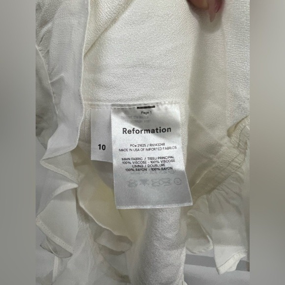 Reformation Ivory Lace Up Ruffle Sleeve Mini Dress Size 10 NWT - Picture 6 of 8